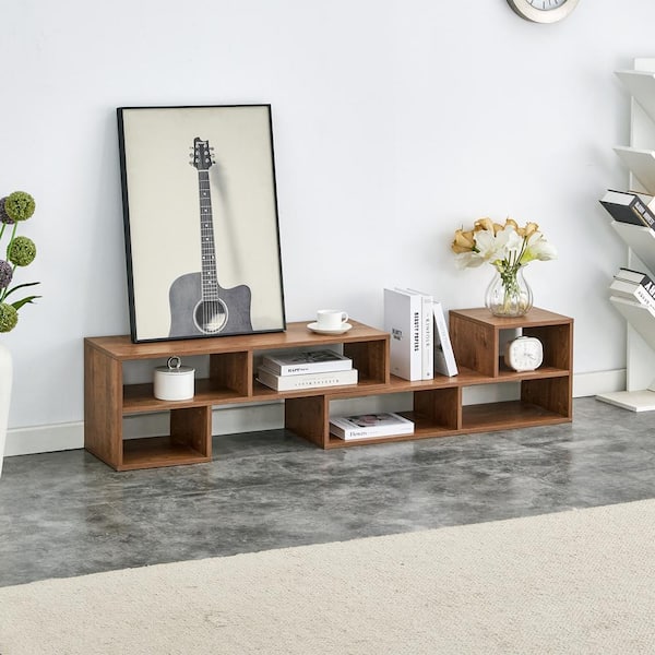 Walnut TV Stand Fits TV's up to 70 in. with Storage Bookcase Shelf,Free Combination Gaming Entertainment Center Media