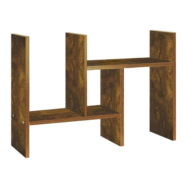 Brown 23.6 in. x 14 in. Wood Modern Adjustable Desk Display Shelf