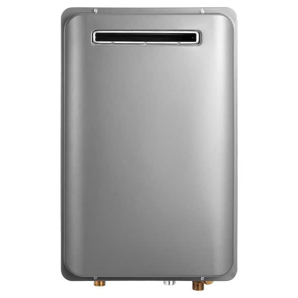 Silver Gray Gas Tankless Water Heater, 5.3 Gal. 120000 BTU, Instant Hot Water, Smart Control, 3/4 in. NPT