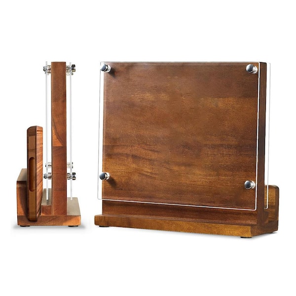 8-Knife Acacia Wood Magnetic Double-Sided Knife Storage In-Drawer Organizer with Removable Shield for Kitchen Knives