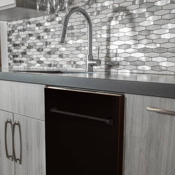 24 in. Top Control 6-Cycle Compact Dishwasher with 2 Racks in Oil Rubbed Bronze & Traditional Handle