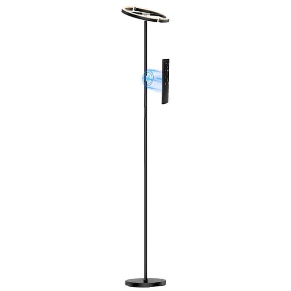Ahfiwaso Contemporary 69 in. Black Modern 2-Light Smart Dimmable Standard Floor Lamp for Living Room with Remote
