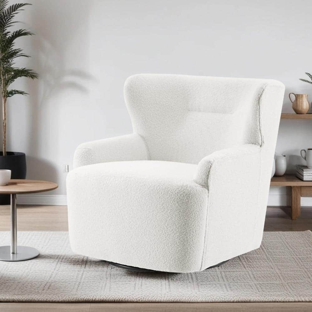 Art Leon MIA White Fabric Swivel Accent Arm Chair SF053-1-OW-F - The ...