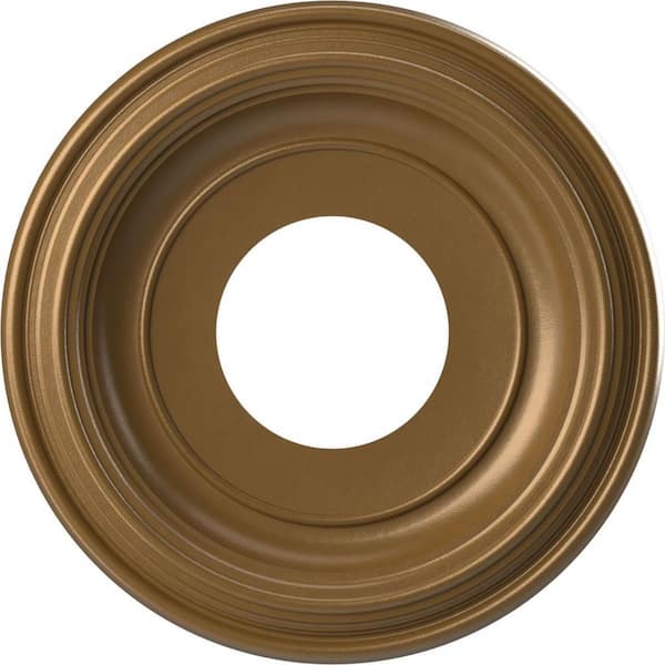 Ekena Millwork Traditional 10 in. O.D. x 3-1/2 in. I.D. x 1-1/8 in. P Thermoformed PVC Ceiling Medallion Metallic Gold Rush