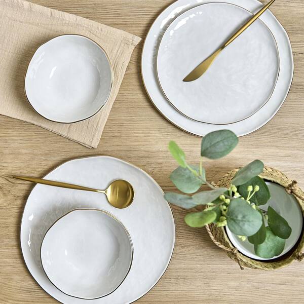 Sango Gansevoort 12-Piece Porcelain Dinnerware Set, White, Round