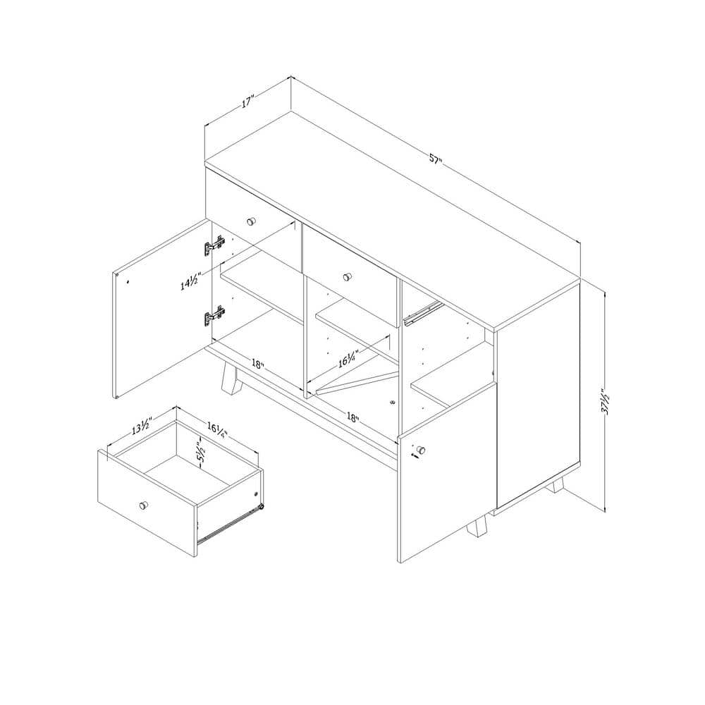 Bellami Black Wood Buffet with Wine Storage