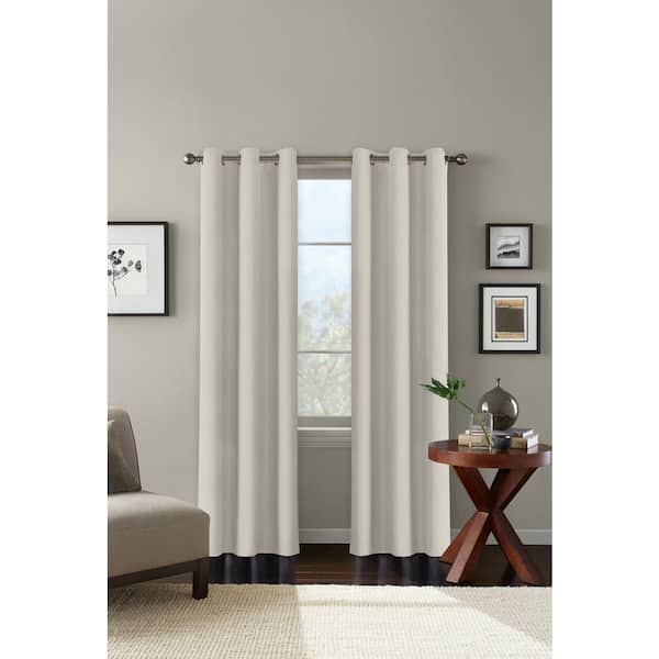 Colordrift Almond Milk Solid Polyester 42 in. W x 84 in. L Grommet Blackout Curtain Panel