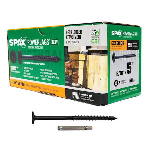 5/16 in. x 5 in. Black Powerlags XF Exterior T40 T-Star Pancake Head Structural Wood Lag Screws (50-Pieces)
