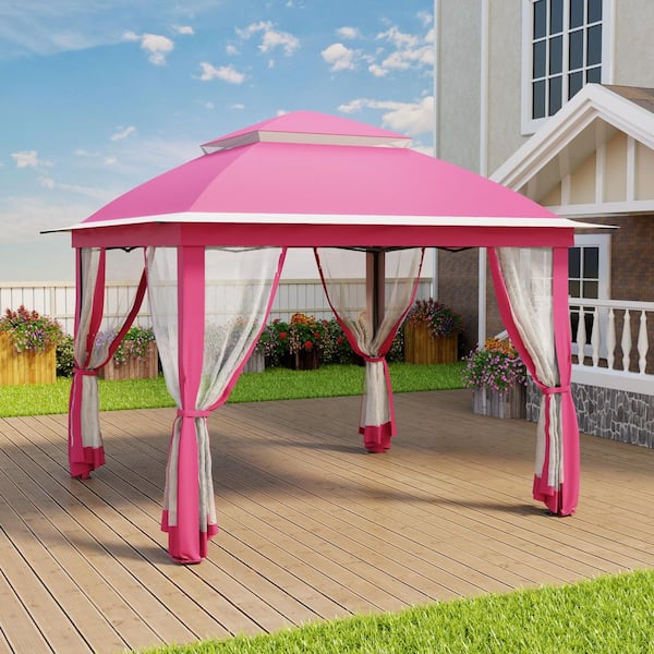 11 ft. x 11 ft. Pop-Up Steel Gazebo with Vented Double Roof, Mosquito Netting, and Carry Bag