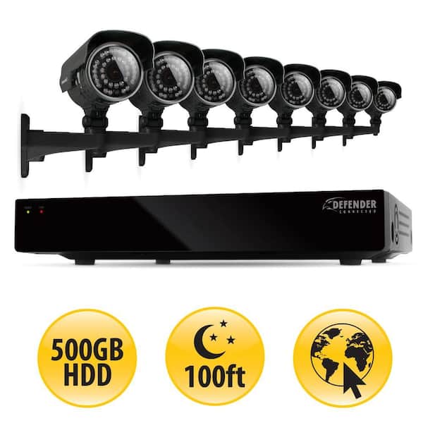 Defender 8-Channel 500GB Hard Drive Surveillance System with (8) 600 TVL Cameras