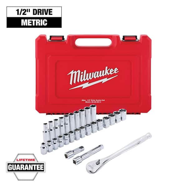 1/2 in. Drive Metric Ratchet and Socket Mechanics Tool Set (28-Piece)