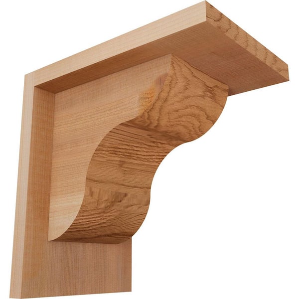 Ekena Millwork 5-1/2 in. x 8 in. x 8 in. Western Red Cedar Carmel Smooth Corbel with Backplate
