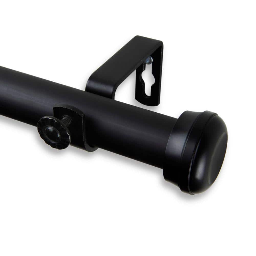 28 in. - 48 in. Telescoping 1 in. Single Curtain Rod Kit in Black with Rosen Finial price history on PriceWatchPro