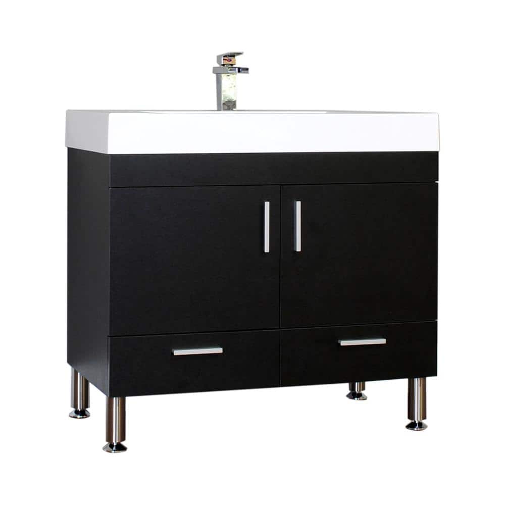 The Modern 35.375 in. W x 18.75 in. D Bath Vanity in Black with Acrylic Van