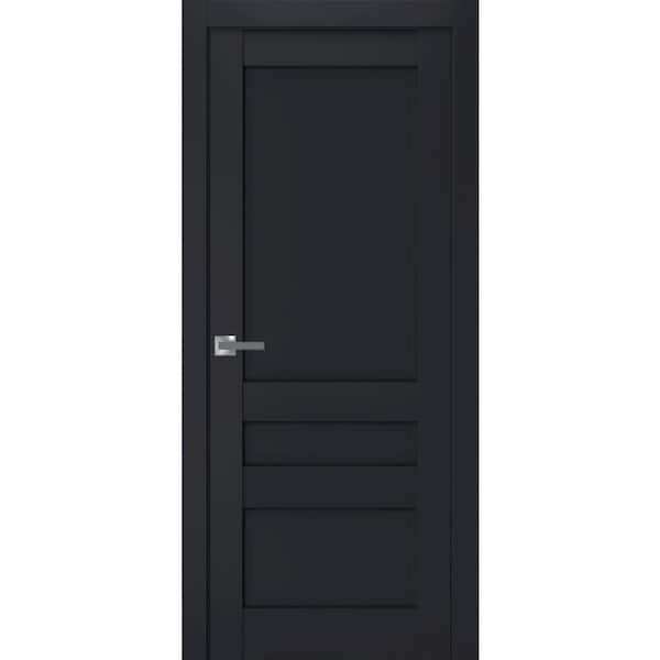 7411 42 in. x 80 in. Left-Hand/Inswing Solid Antracite Single Prehung Interior Door with Hardware