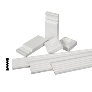 11/16 in. x 3-1/8 in. x 84 in. Primed Finger-Jointed Pine Wood Fluted Casing Moulding Set (7-Pack)