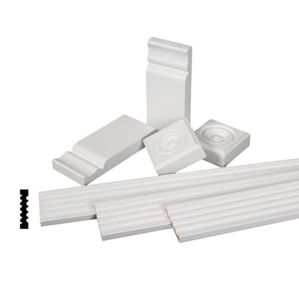 Unbranded 11/16 in. x 3-1/8 in. x 84 in. Primed Finger-Jointed Pine Wood Fluted Casing Moulding Set (7-Pack)