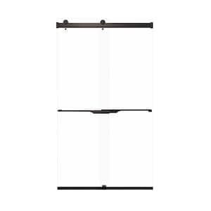 Brianna 48 in. W x 80 in. H Sliding Frameless Shower Door in Matte Black with Clear Glass
