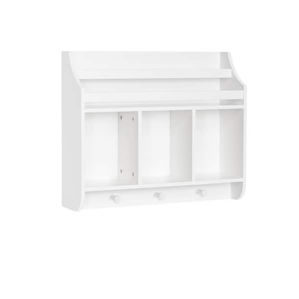 RiverRidge Home Kids White Wall Shelf with Cubbies and Bookrack