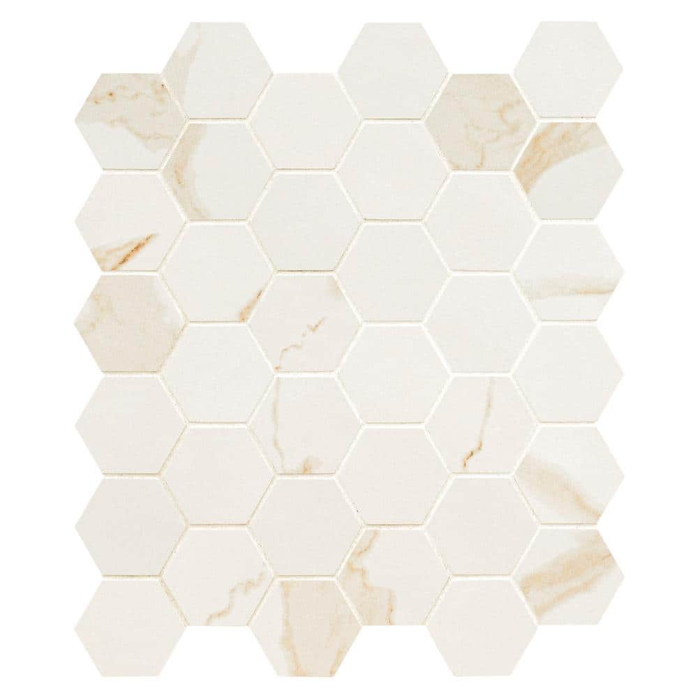 Ader Calacatta 2 in. Hexagon 12 in x 12 in Matte Porcelain Mesh-Mounted Mosaic Floor and Wall Tile (7.36 sq. ft./ Case) price history on PriceWatchPro