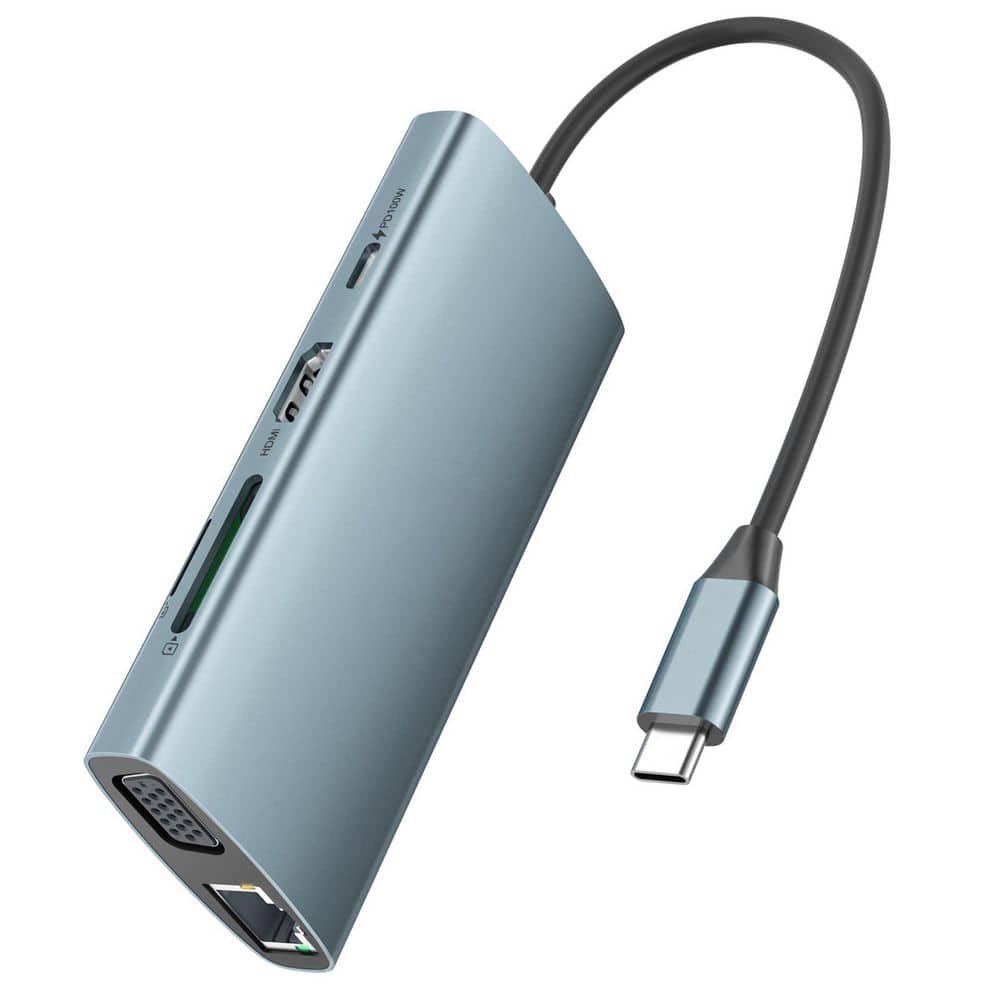 9-in-1 USB C Hub with 4K HDMI Ethernet Adapter 5 Gbps USB 3.0 Docking Station VGA Splitter SD Card Reader PD 100W Charge price history on PriceWatchPro