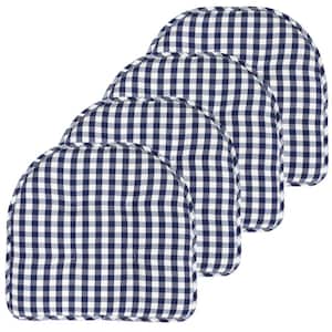 Buffalo Checkered Memory Foam 17 in. x 16 in. U-Shaped Non-Slip Indoor/Outdoor Chair Seat Cushion Navy/White (4-Pack)