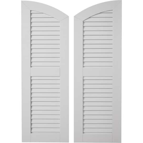 Timberthane 12 in. W x 28 in. H Louver Polyurethane Shutters Pair in Primed Tan