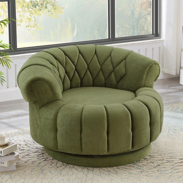 Nestfair Green Chenille 360° Swivel Sofa Barrel Arm Chair with
