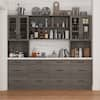 FUFU&GAGA Gray Wooden Grain Wooden 94.5 in. W Food Pantry Cabinet with 12-Drawer, 8-Shelf and White Thickened Large Tabletop L-THD-210282-01+02+03-c