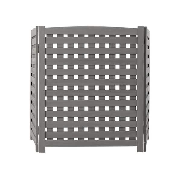 BTMWAY 38.5 in. Gray Cedar Outdoor Garden Fence, 3 Panels Privacy Fence Screen to Hide Air Conditioner Fence, Trash Enclosure