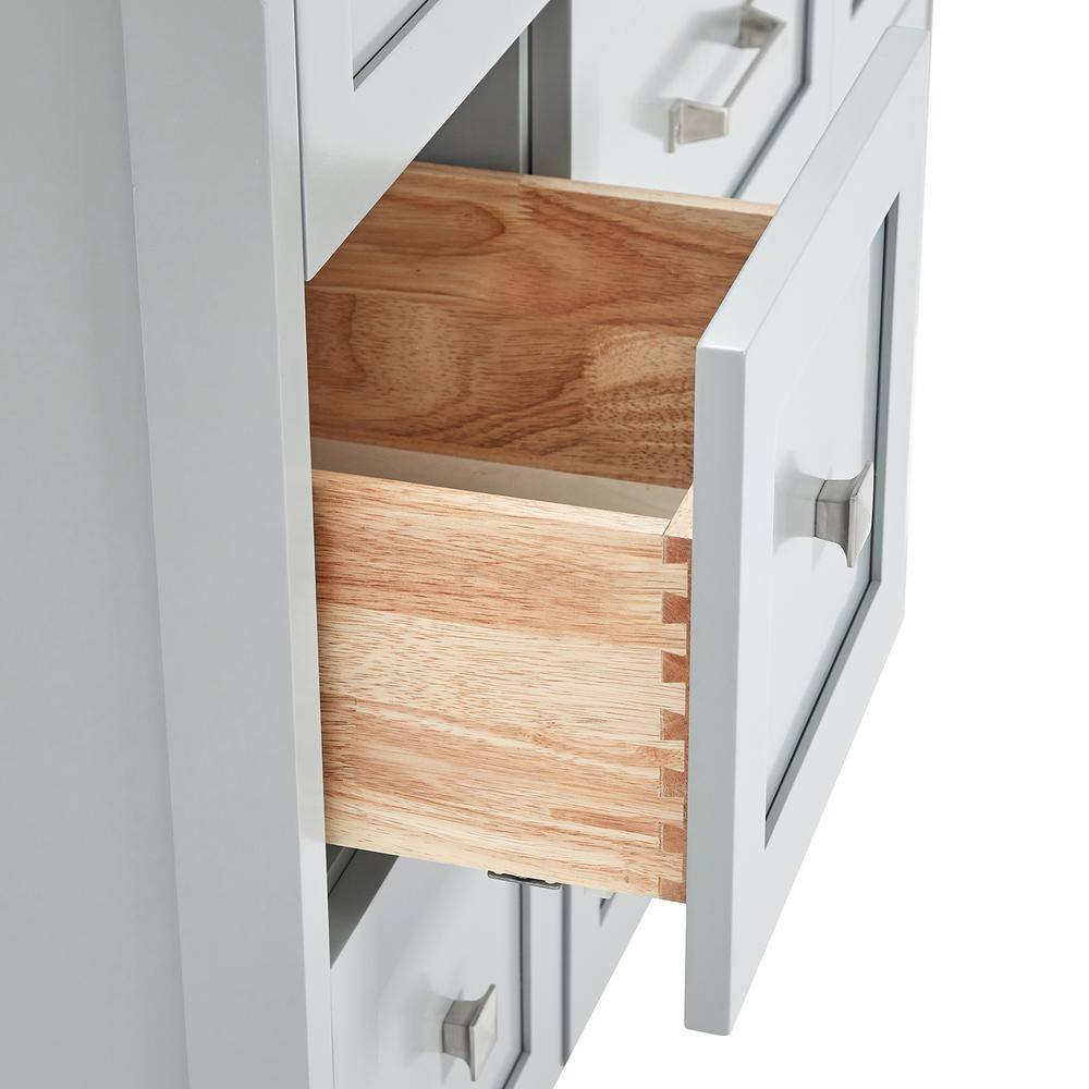 Gray Solid Wood Freestanding Bathroom Vanity with Marble Top