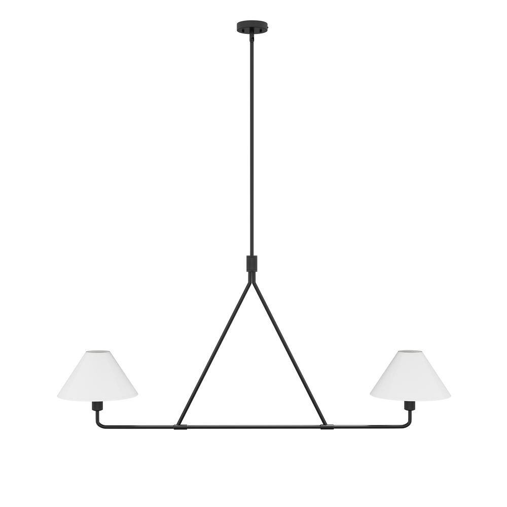 46.45 in. 2-Light Kitchen Island Linear Chandelier Classic Matte Black Pend