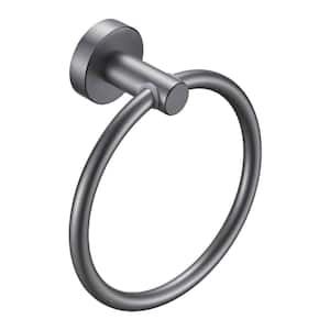 Wall-Mount Bath Hand Towel Ring Thicken Space Aluminum in Gray