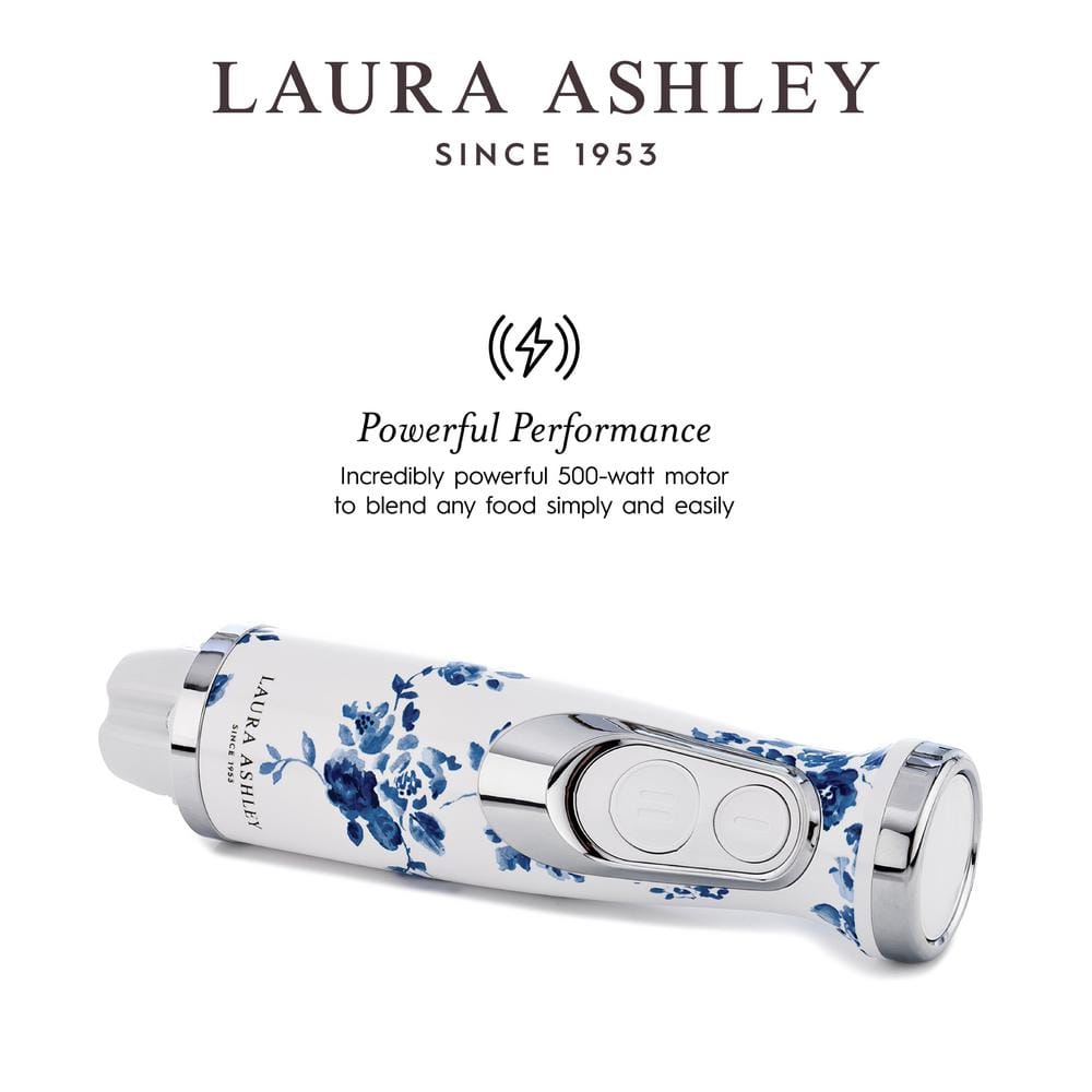Laura Ashley White and Blue Floral 4-in-1 Immersion Blender Set