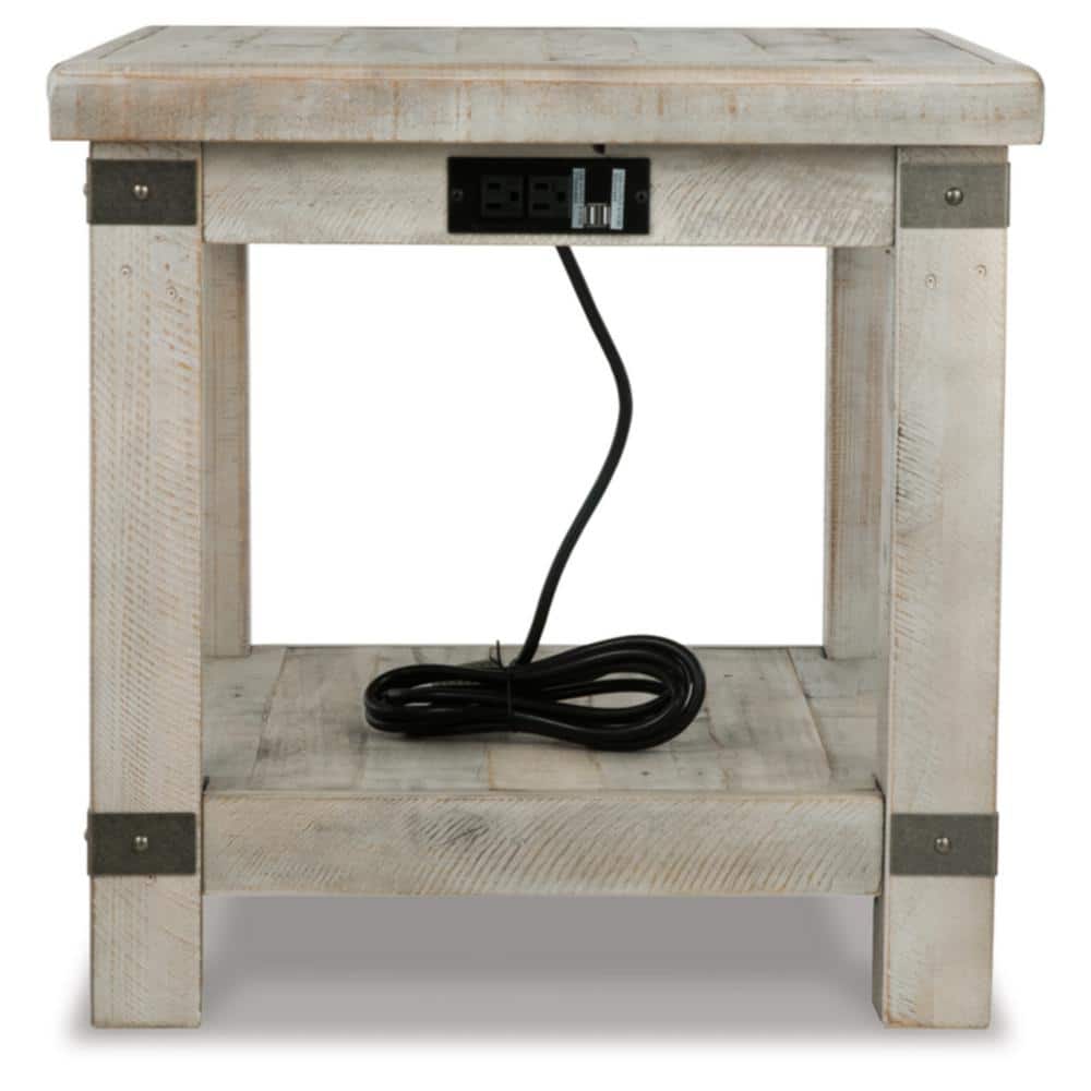 Contemporary Gray Rectangular End Table with Storage