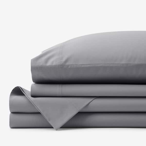 The Company Store Legends Hotel Organic Cotton 4-Piece Dark Gray Cotton Percale Full Sheet Set