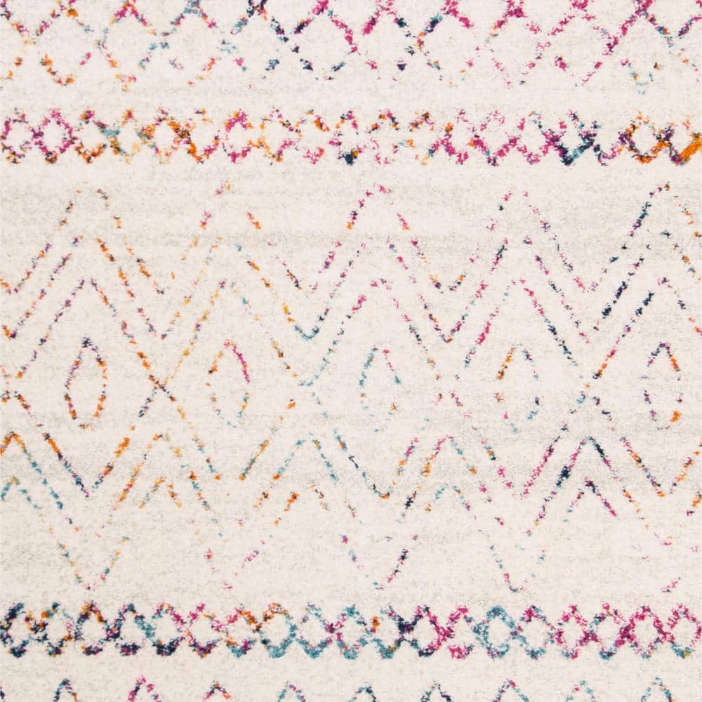 Elegant Ivory/Fuchsia 9' x 12' Hand-Knotted Cotton & Synthetic Area Rug