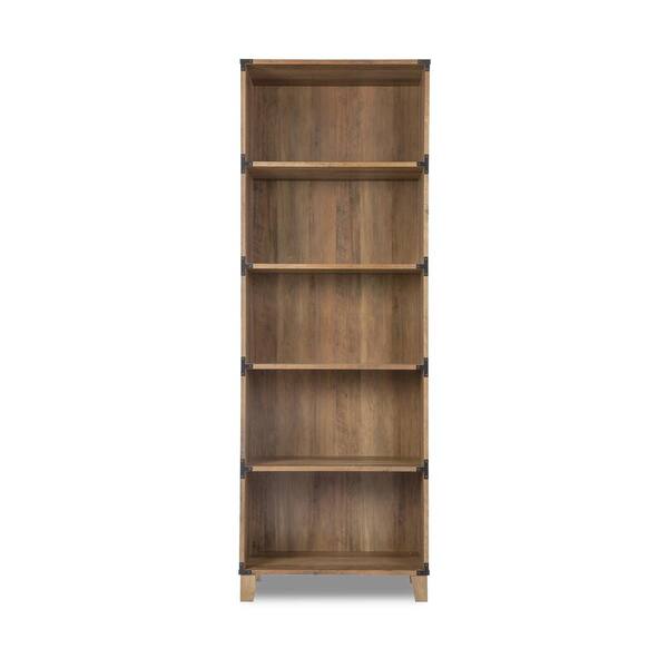 71 In. Brown Wood 5-shelf Accent Bookcase With Storage OF3401BKRO - The ...