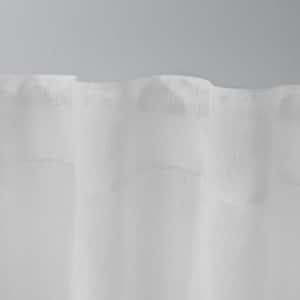 Belgian Winter White Solid Sheer Hidden Tab / Rod Pocket Curtain, 50 in. W x 63 in. L (Set of 2)
