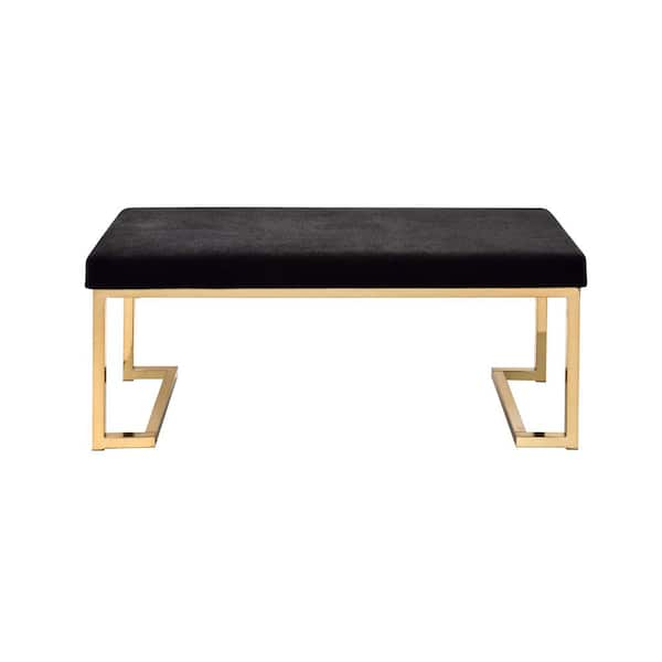 Acme Furniture Black Fabric and Champagne Bench