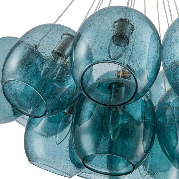 HUOKU Alma 19-Light 30.7 in. W Brass Cluster Chandelier with Lake