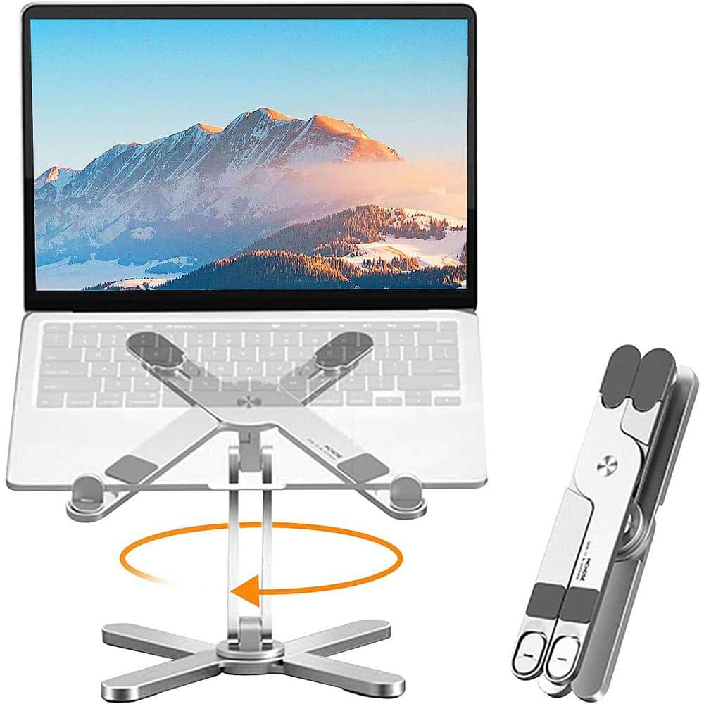 Etokfoks Laptop Stand with 360 Rotating Base, Computer Notebook Laptop Riser Metal Holder for Desk Collaborative Work