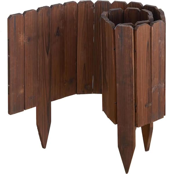 11.8 in. Wooden Garden Fence Edging Decorative Landscape Border for Yard Patio Path Flower Bed 48 in. Length