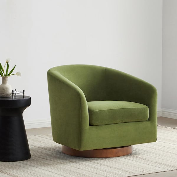 Spruce & Spring Nereus Forest Green Velvet Swivel Accent Chair with ...