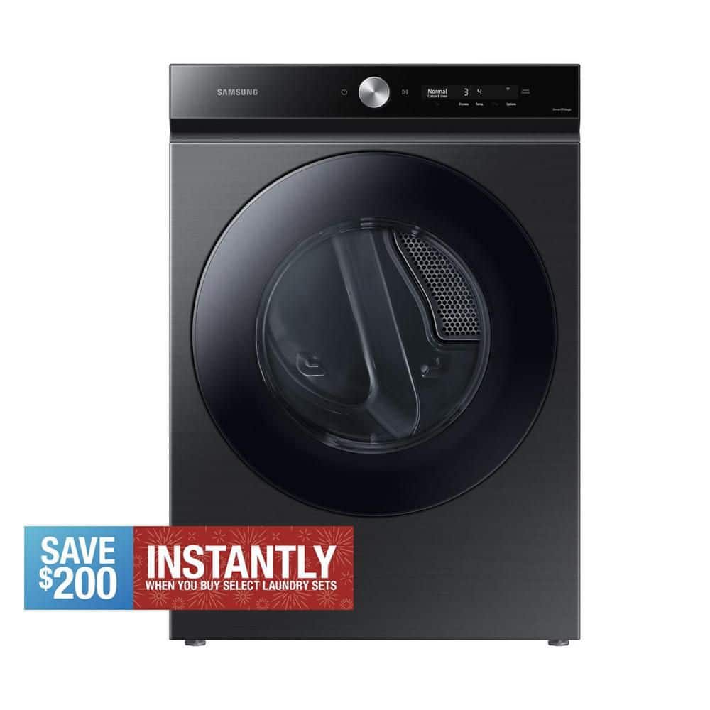 Bespoke 7.6 cu. ft. Ultra-Capacity Vented Smart Electric Dryer in Brushed Black with Super Speed Dry and AI Smart Dial