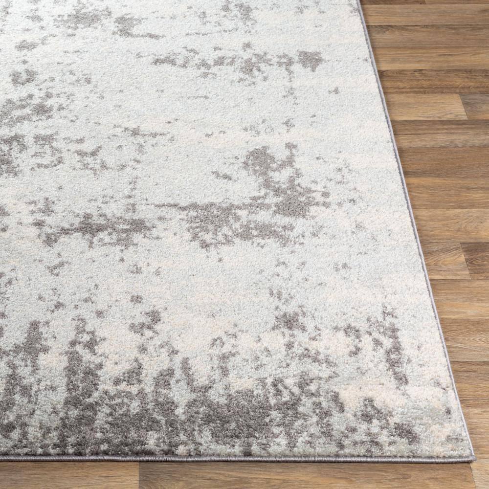 Medium Gray Abstract Synthetic Area Rug, 5'3" x 7'3"