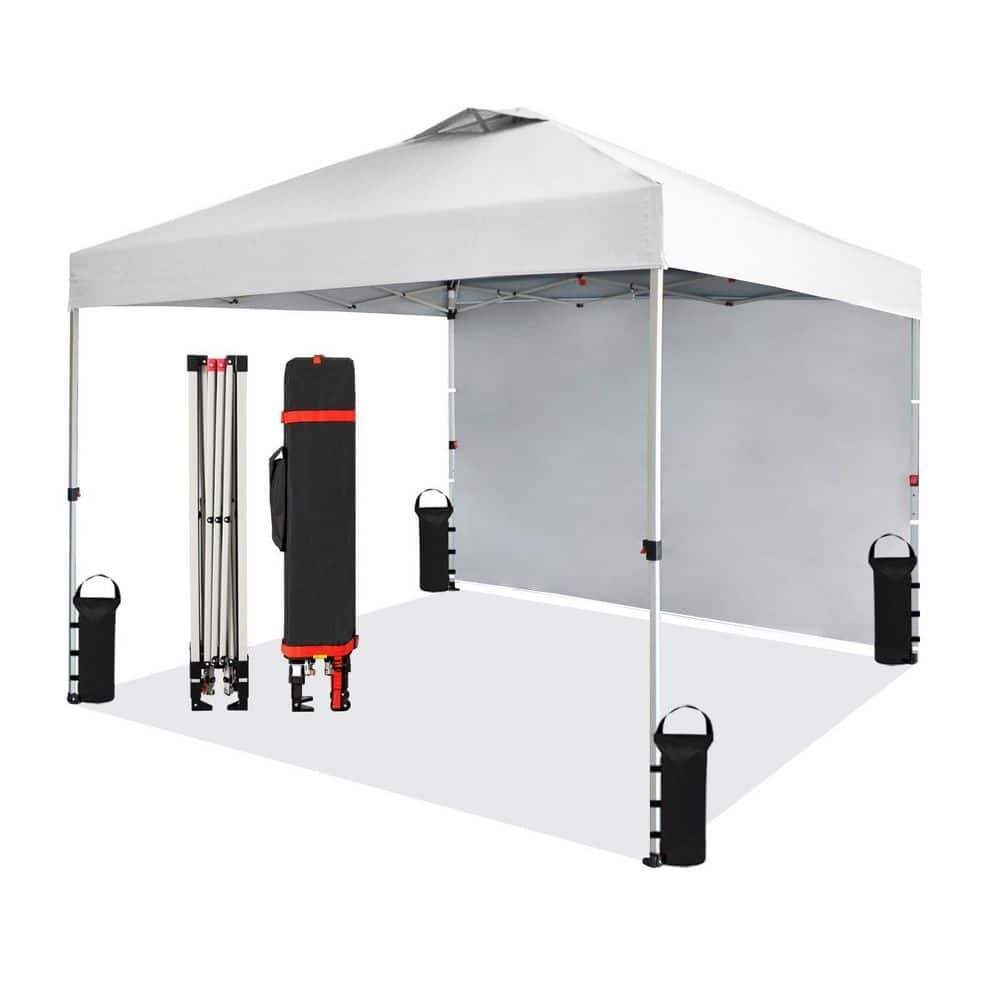 10 ft. x 10 ft. White Pop Up Canopy with Side Wall - One Push Setup, STO-N-Go Cover Bag price history on PriceWatchPro