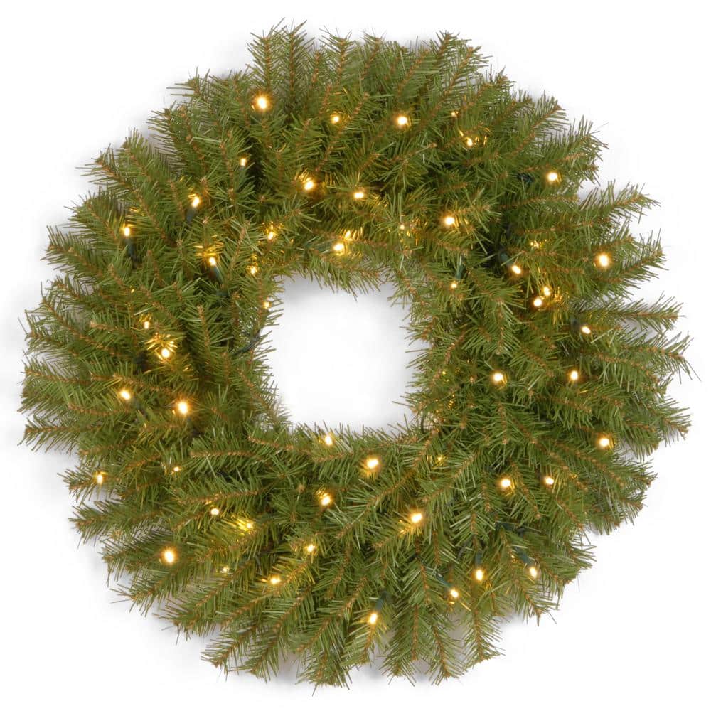 National Tree Company 24 in. Norwood Fir Artificial Wreath with Battery ...