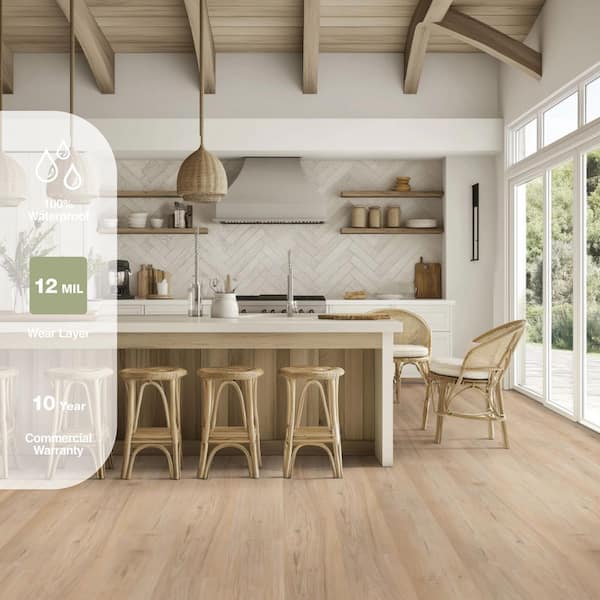 Lathem Pine 12 MIL x 7 in. W x 48 in. L Waterproof Click Lock Luxury Vinyl Plank Flooring (23.77 sqft/case)