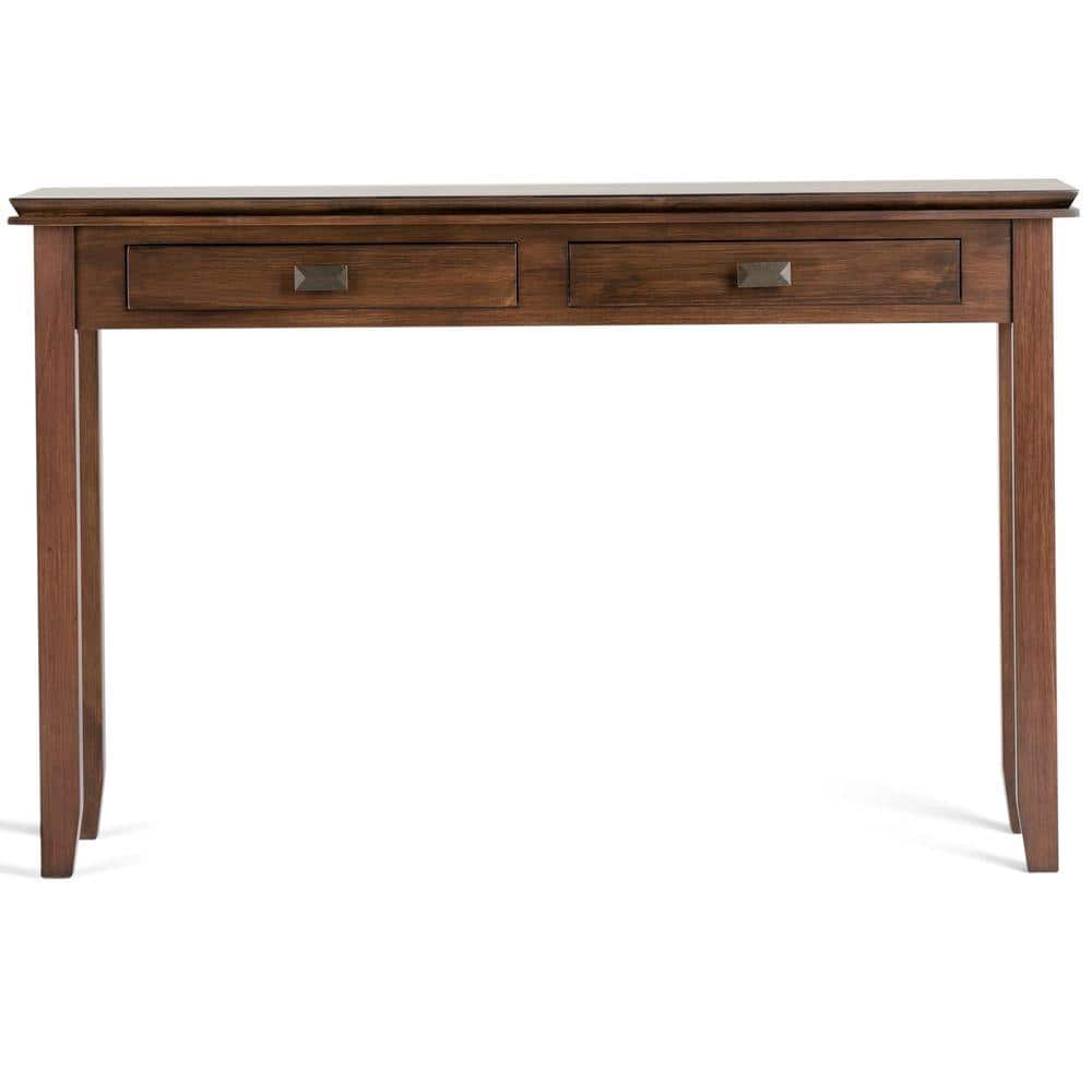 Artisan Transitional Solid Wood Console Table with Storage in Russet Brown